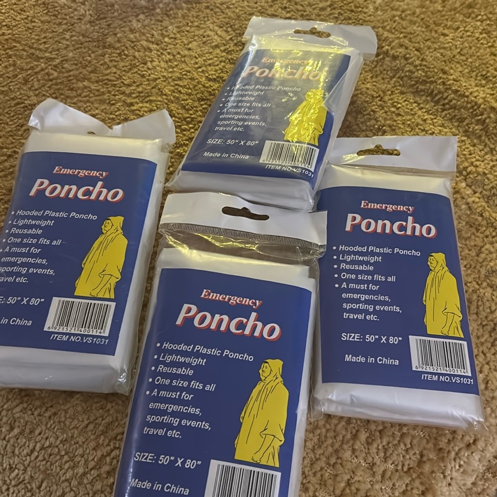 Emergency rain poncho